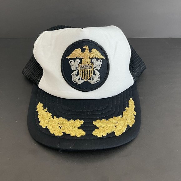 Vintage US Navy Foam Mesh Trucker Hat On Sportcap Tag, Made In Taiwan R.O.C - Picture 1 of 6